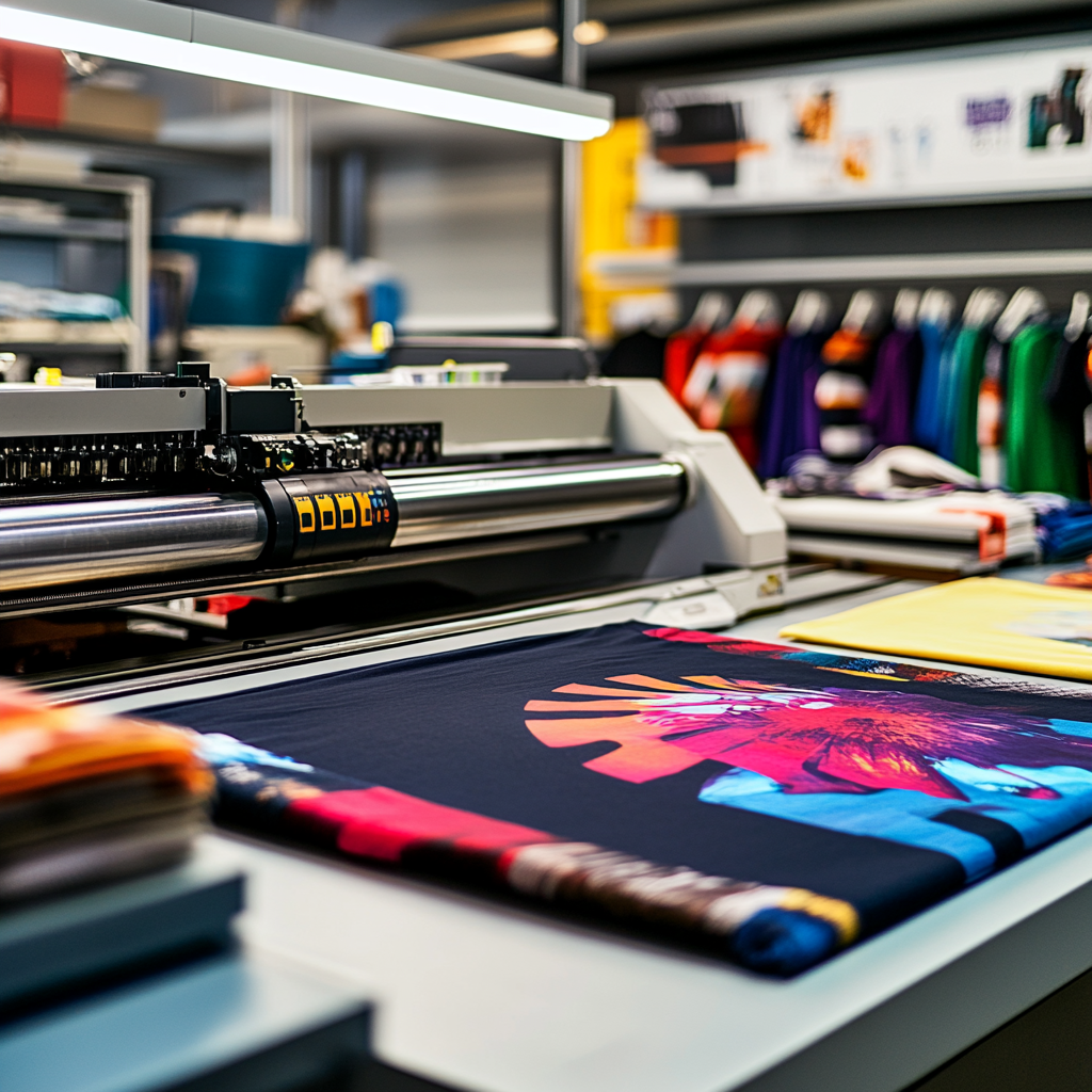 Colorful seasonal apparel showcasing vibrant spring florals, summer beach designs, autumn leaves, and cozy winter themes, highlighting the versatility of seasonal DTF printing collections.