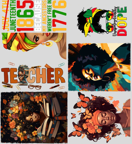 Black Beauty & Expression DTF Gang Sheet | Ready-to-Print Cultural Pride Designs | 22x24