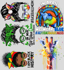 Baseball Mom, Mental Health, Autism, Black History & Giraffe Art | Ready-to-Print Mix Designs | 22x24 - EzPrintHouz