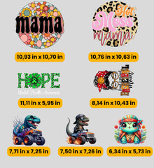 Mama, Mental Health, Baseball Mom & Dino Trucks | Ready-to-Print Mix Designs | 22x24 - EzPrintHouz